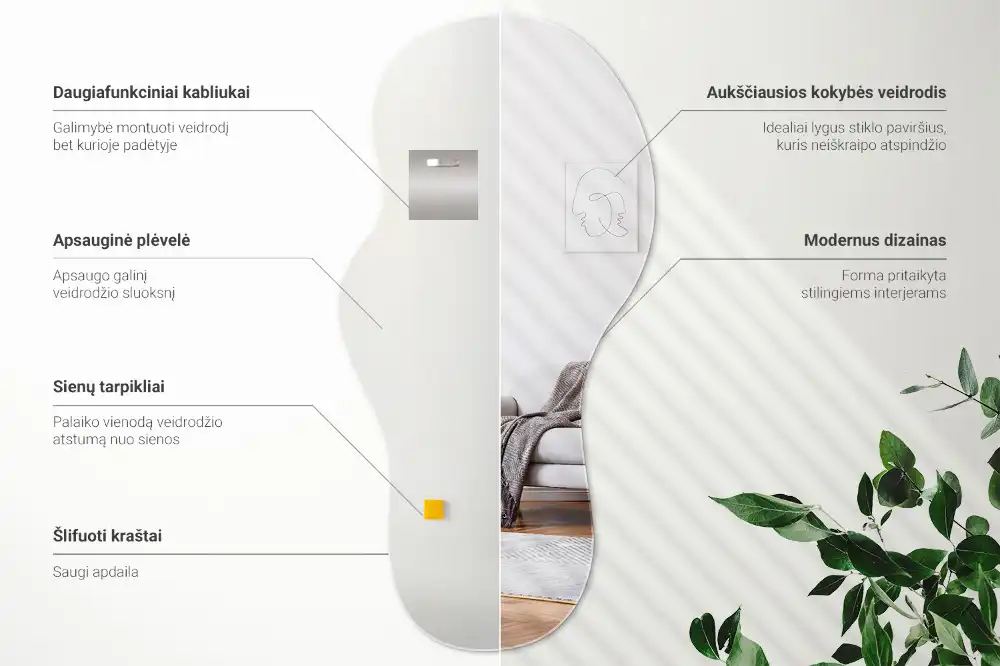 Organisk spegel med originell upphängning