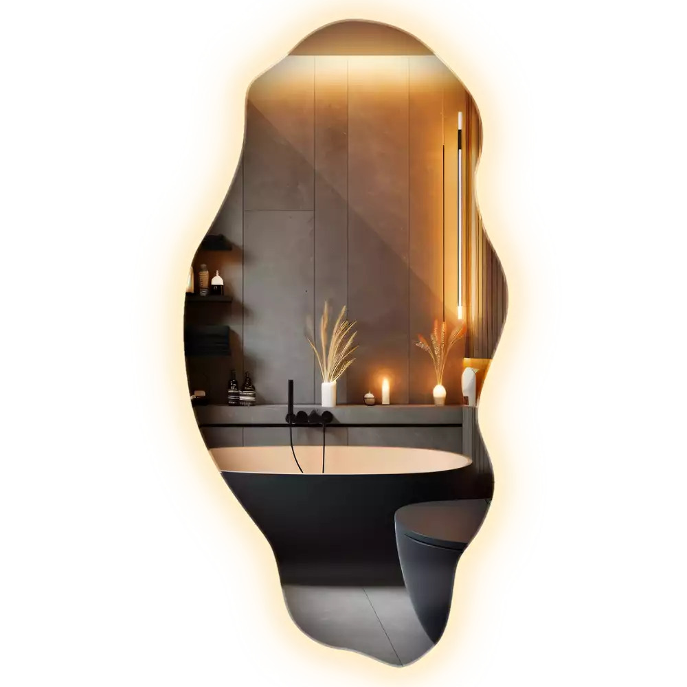 Spegel organisk form med led trendigt