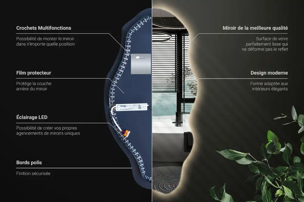 Spegel organisk form med led trendigt