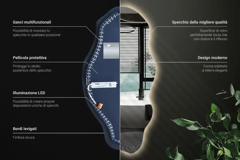 Spegel organisk form med led trendigt