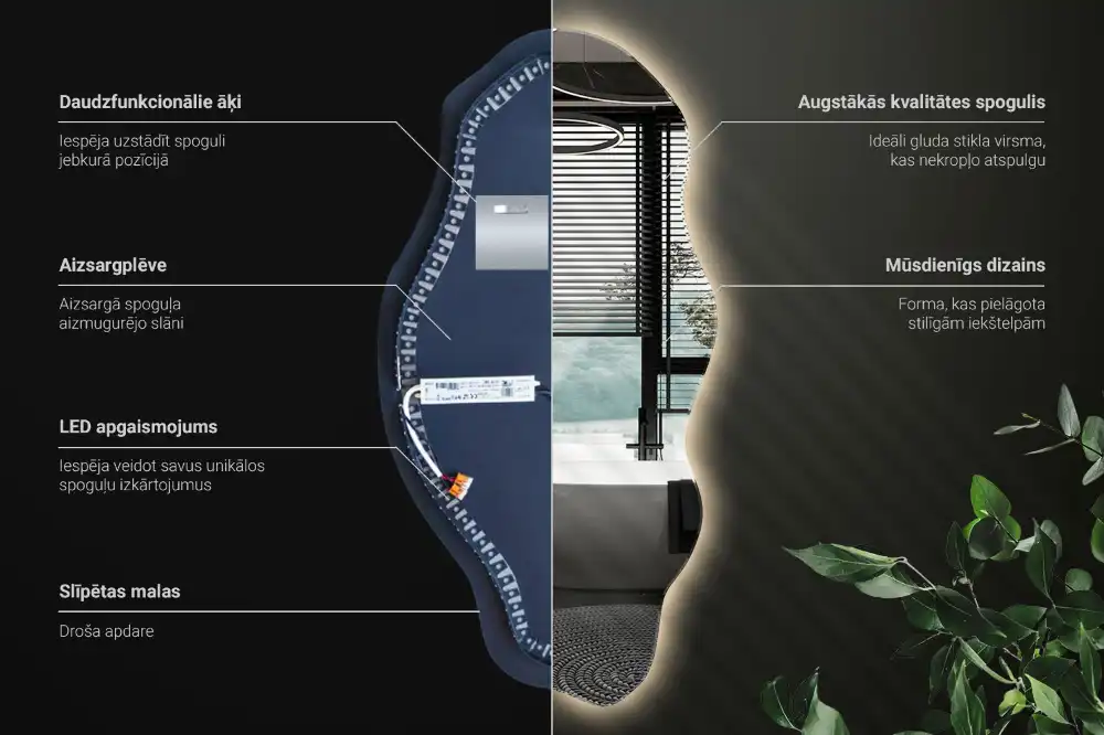 Spegel organisk form med led trendigt