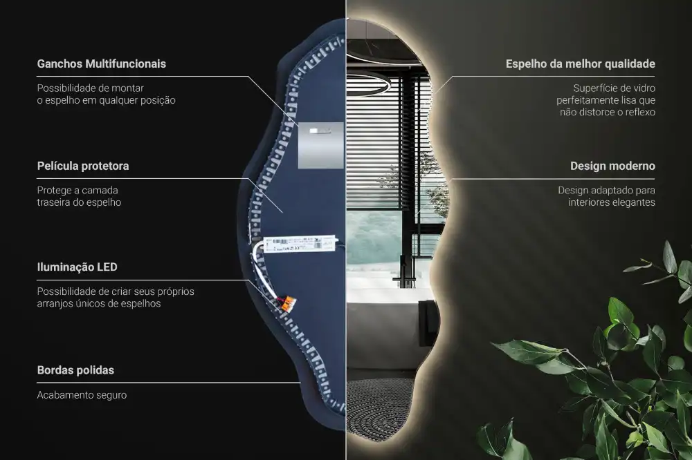 Spegel organisk form med led trendigt