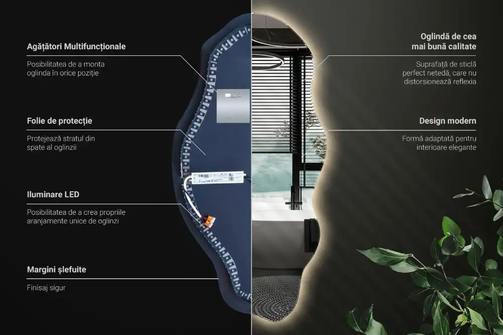 Spegel organisk form med led trendigt