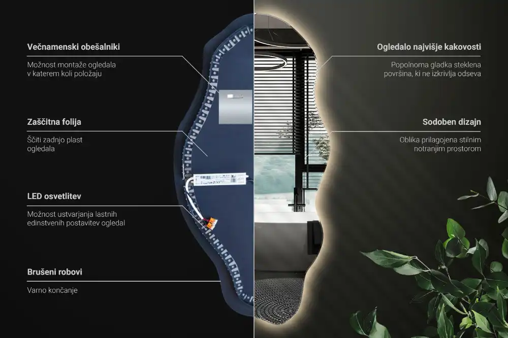 Spegel organisk form med led trendigt