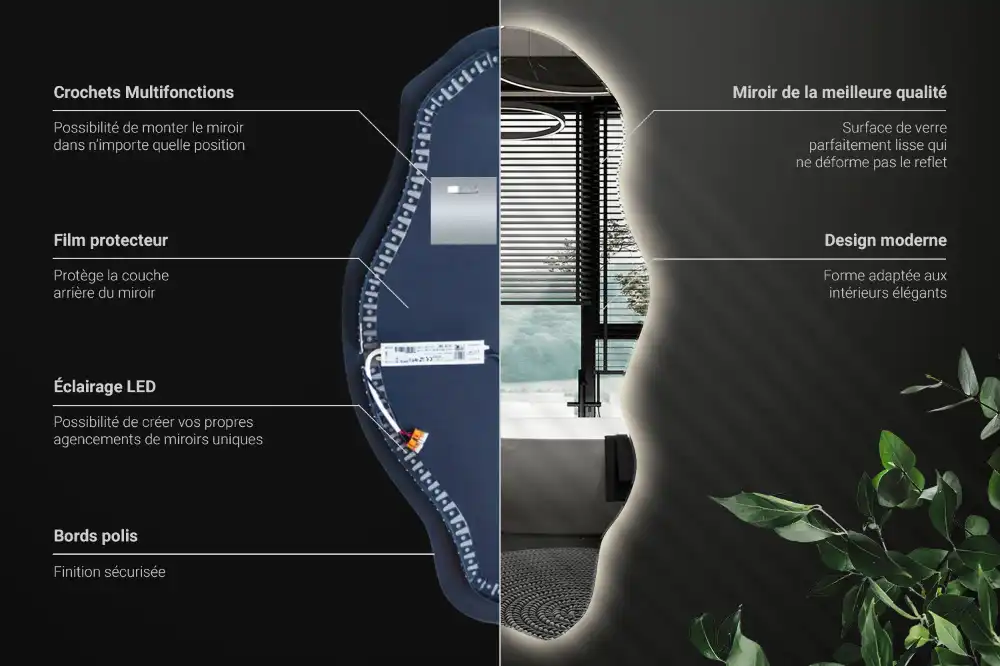 Spegel organisk form med led trendigt