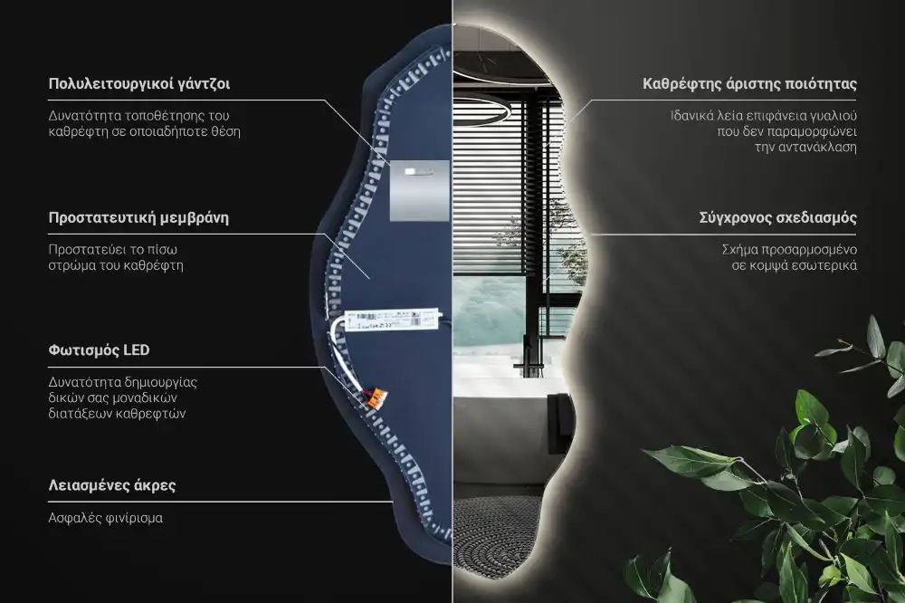 Spegel organisk form med led trendigt