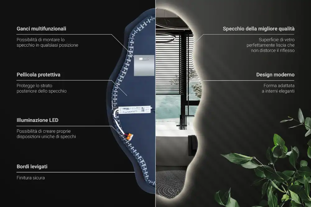 Spegel organisk form med led trendigt