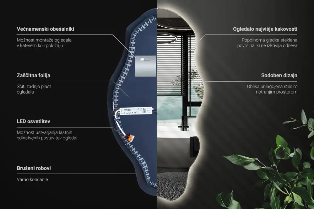 Spegel organisk form med led trendigt