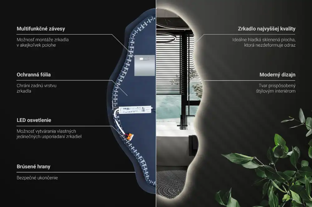Spegel organisk form med led trendigt