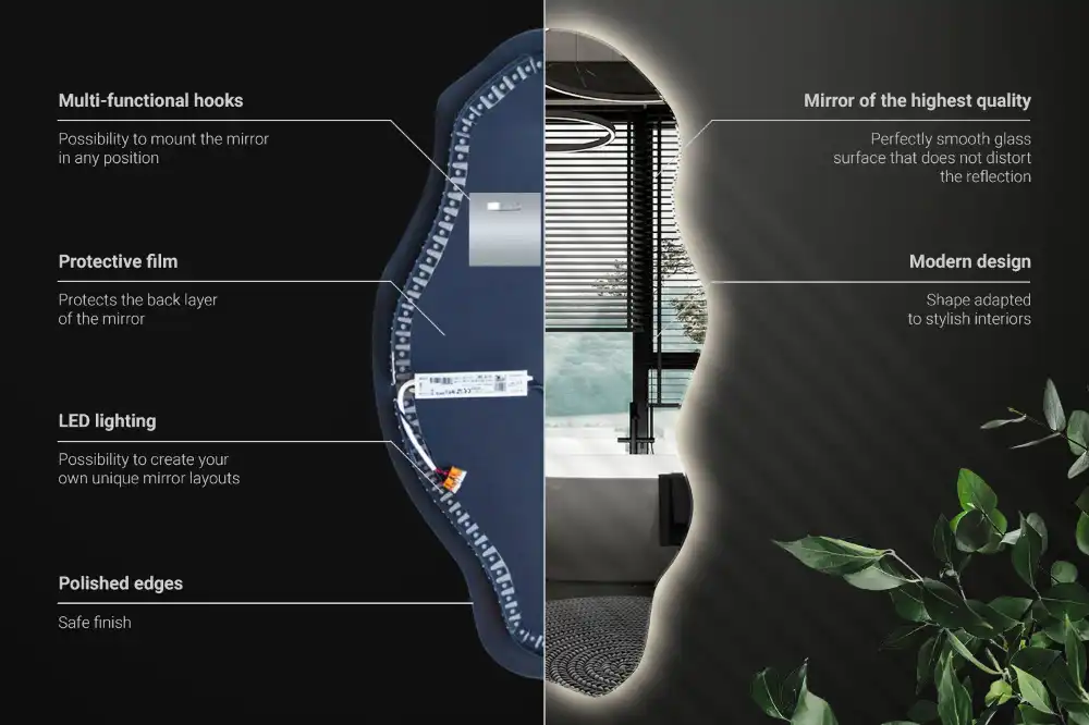 Spegel organisk form med led trendigt