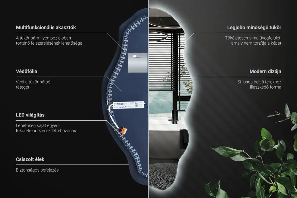 Spegel organisk form med led trendigt