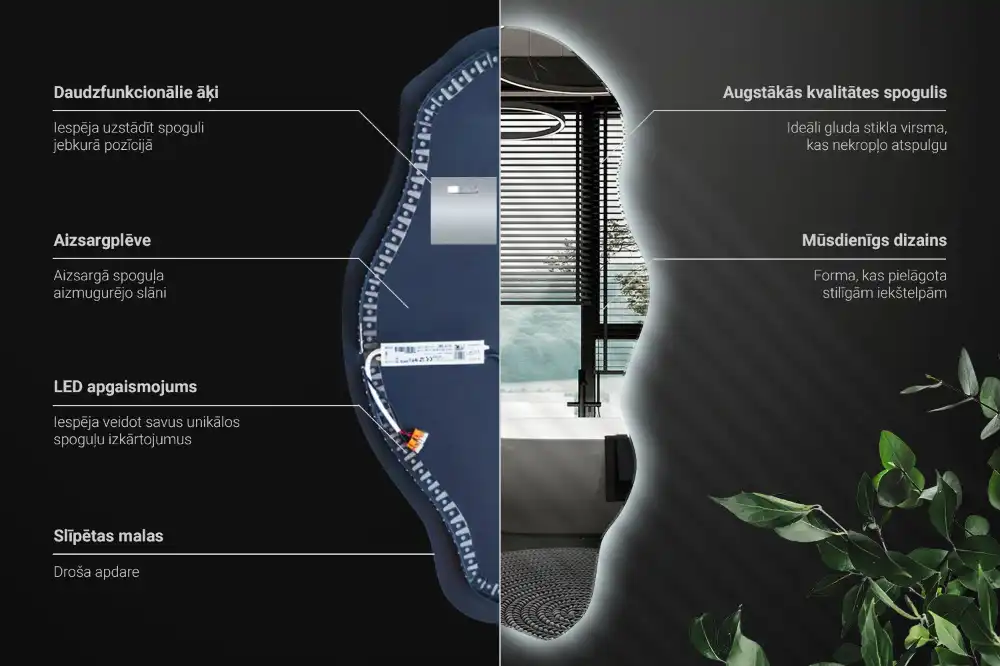 Spegel organisk form med led trendigt