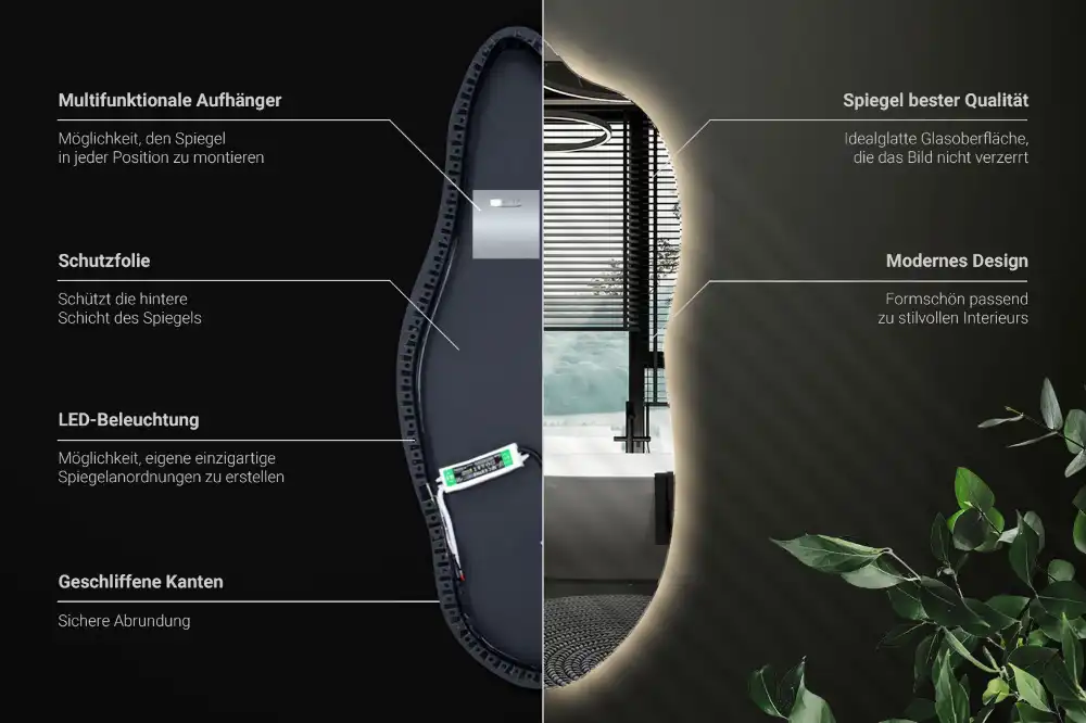 Spegel organisk unik formgivning med led