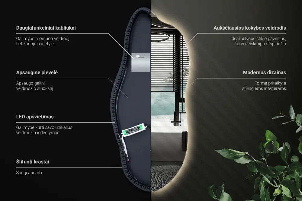 Spegel organisk unik formgivning med led