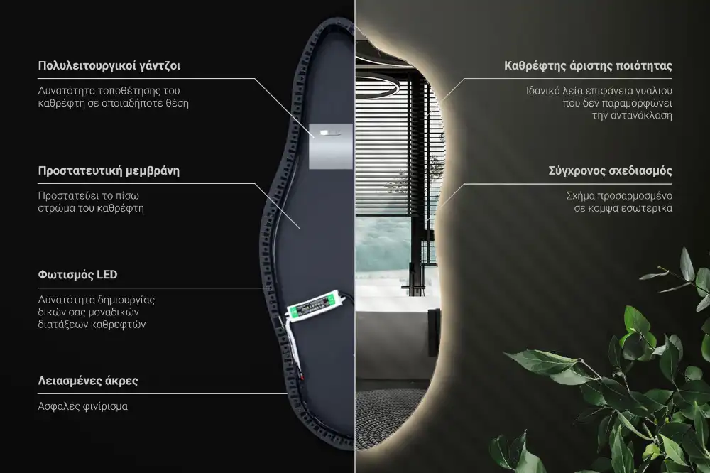 Spegel organisk unik formgivning med led