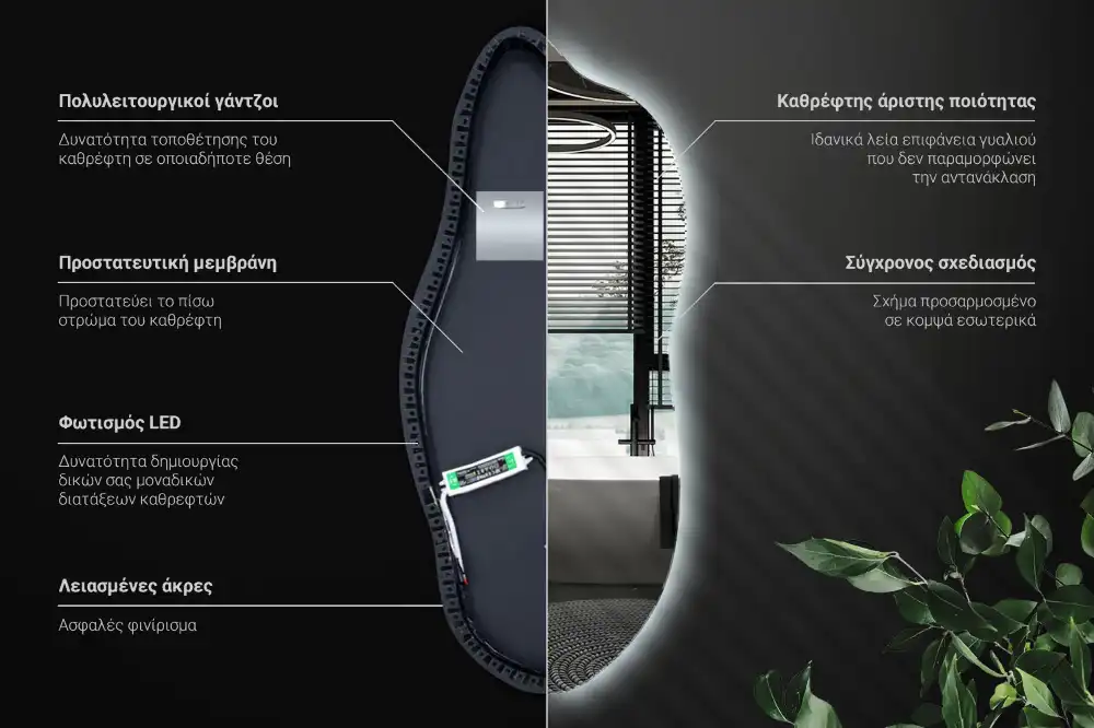 Spegel organisk unik formgivning med led