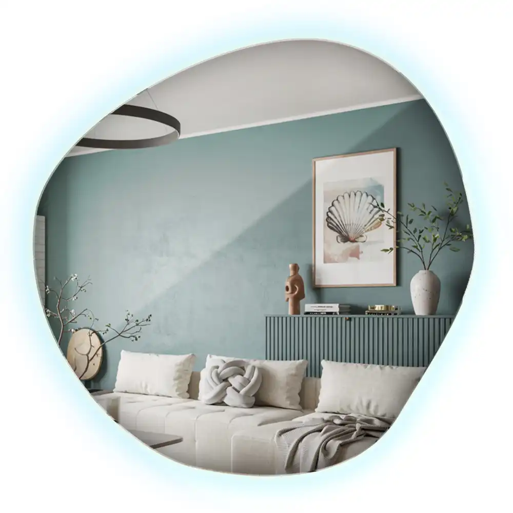 Spegel med led belysning vägg