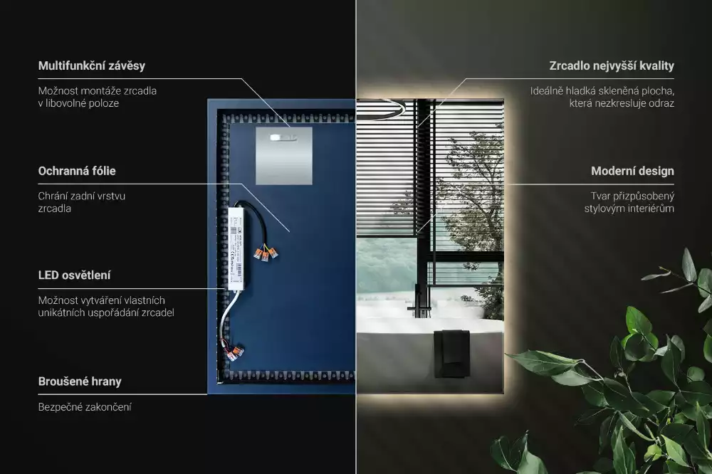 Fyrkantig spegel modern led