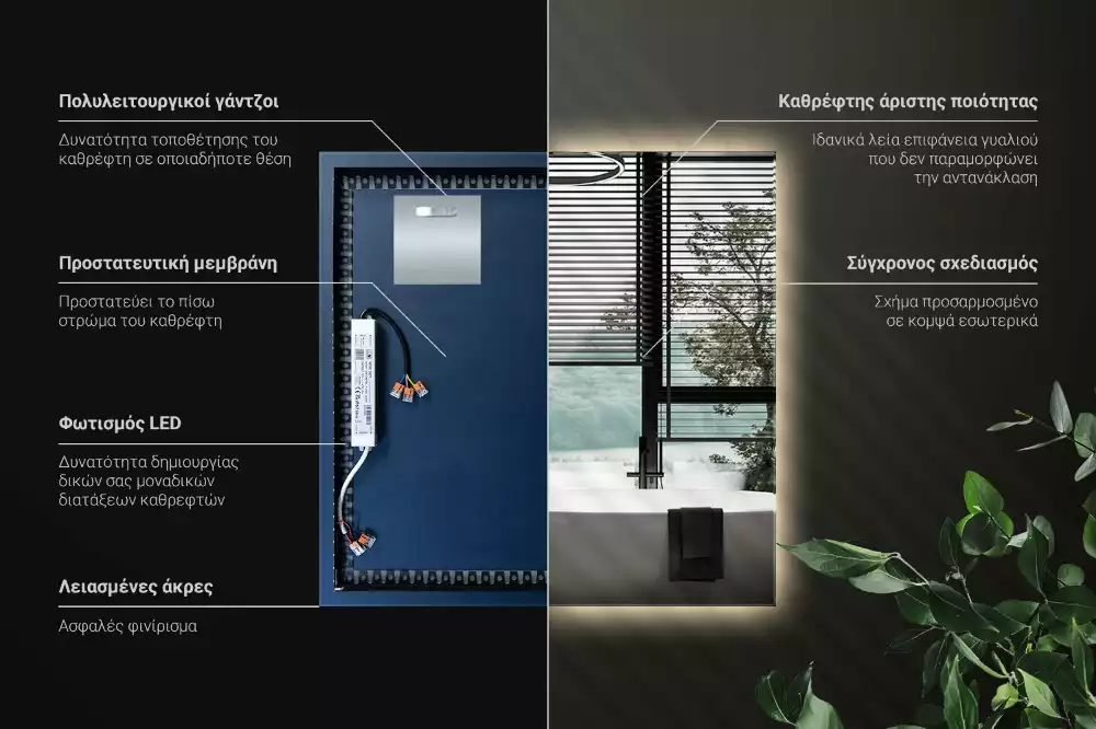 Fyrkantig spegel modern led