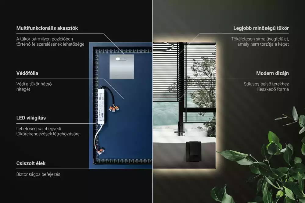Fyrkantig spegel modern led