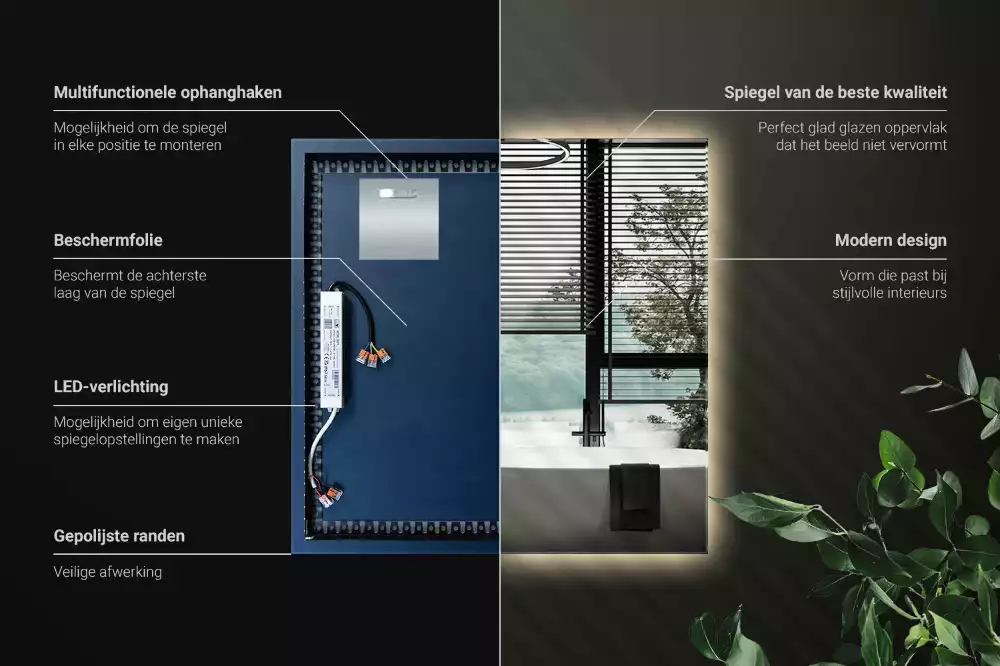 Fyrkantig spegel modern led