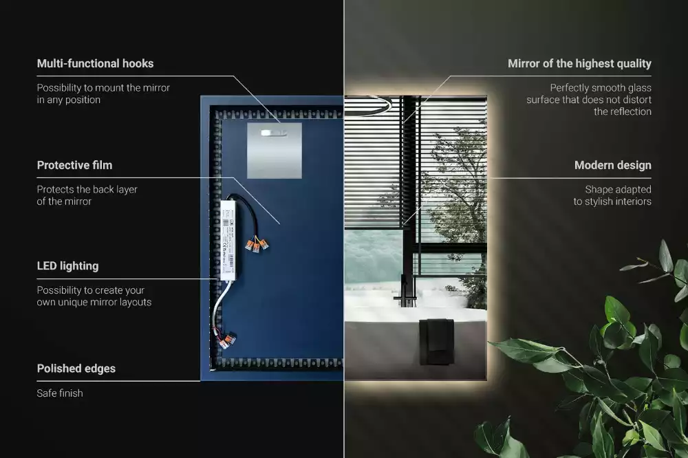 Fyrkantig spegel modern led