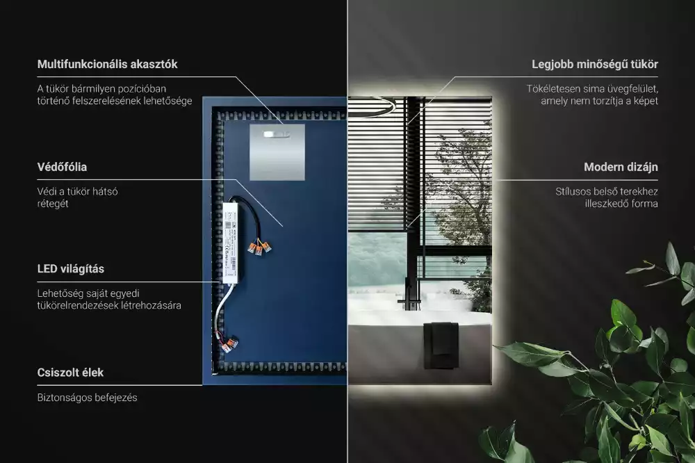 Fyrkantig spegel modern led