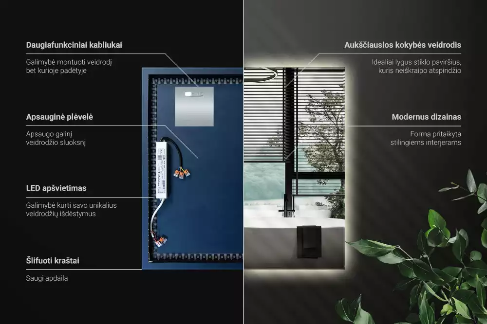 Fyrkantig spegel modern led