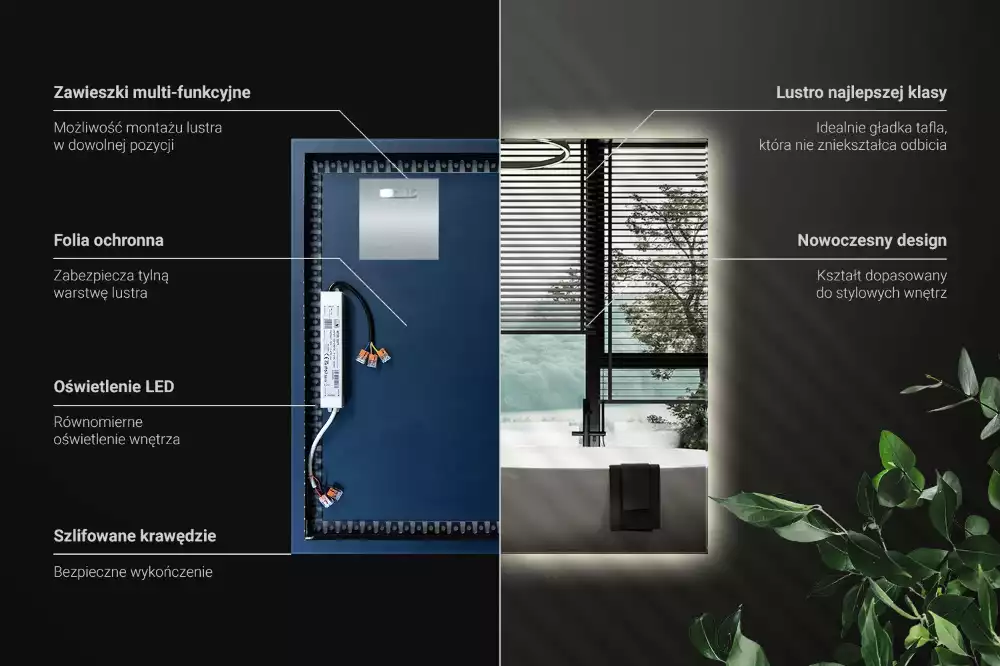 Fyrkantig spegel modern led