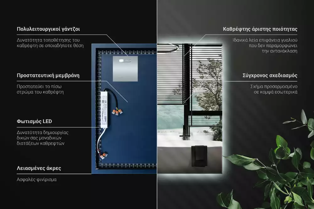 Fyrkantig spegel modern led