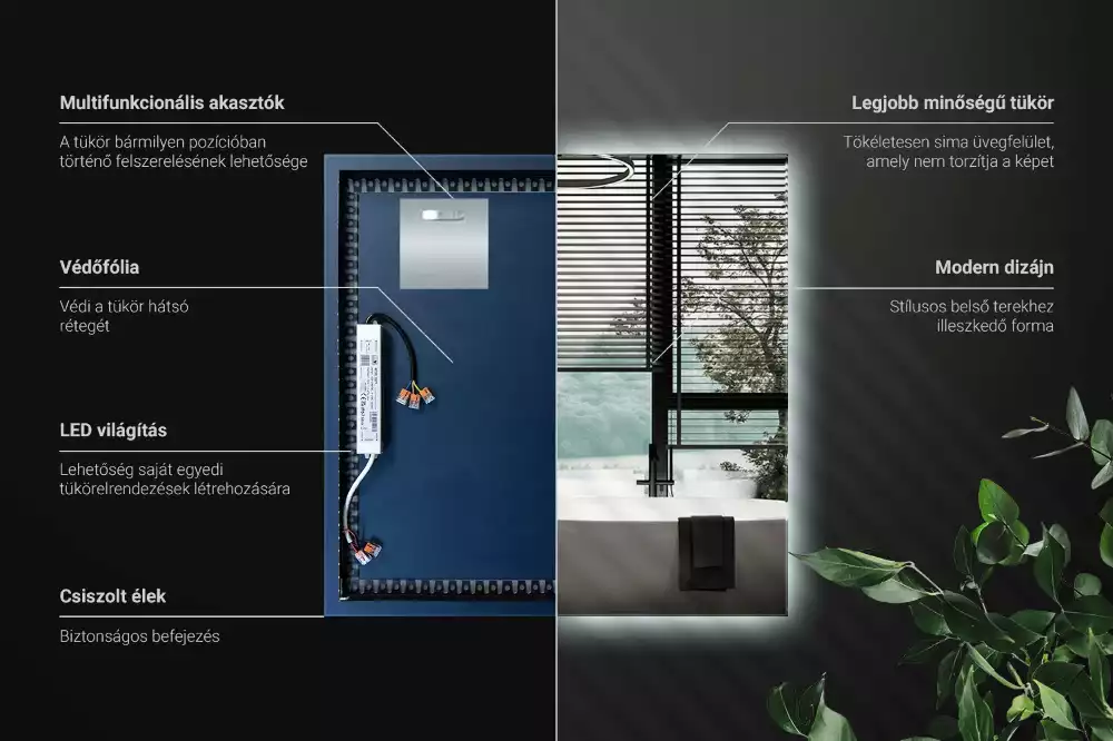 Fyrkantig spegel modern led