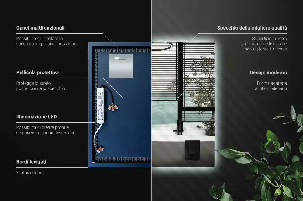 Fyrkantig spegel modern led