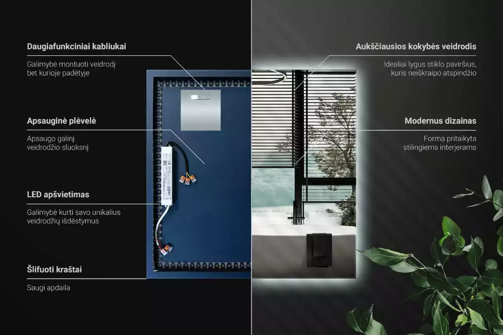 Fyrkantig spegel modern led