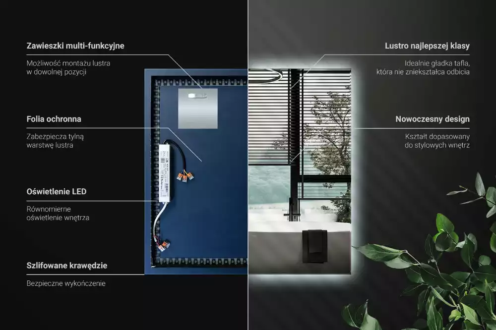 Fyrkantig spegel modern led