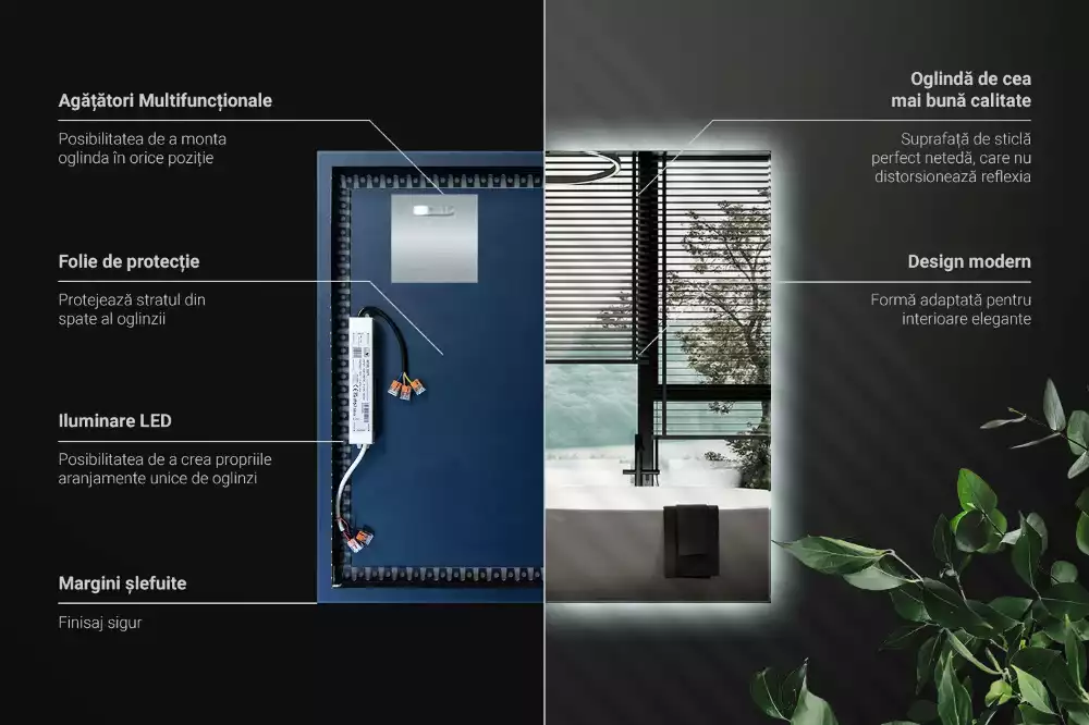 Fyrkantig spegel modern led
