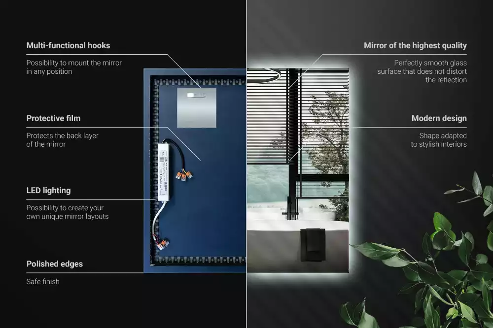 Fyrkantig spegel modern led
