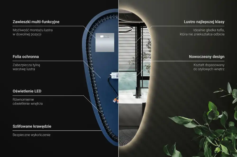 Led spegel droppformad