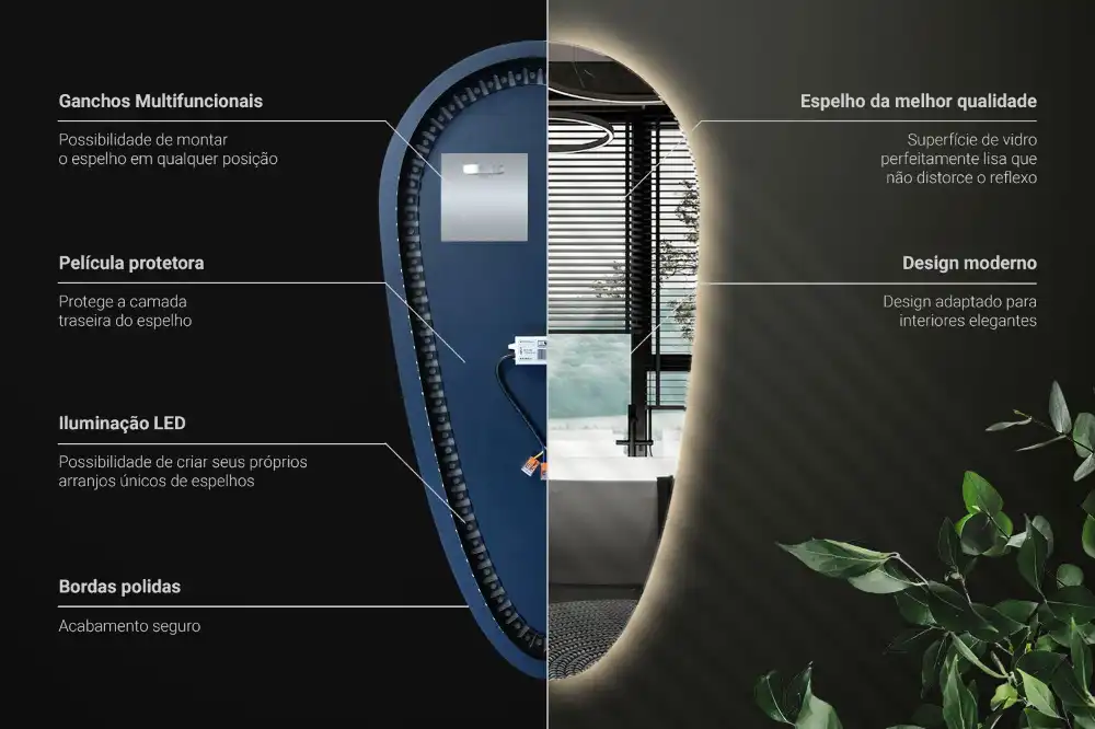 Led spegel droppformad