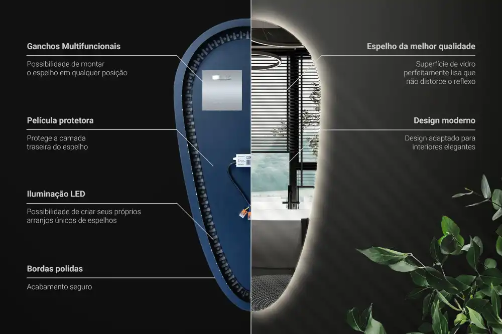 Led spegel droppformad