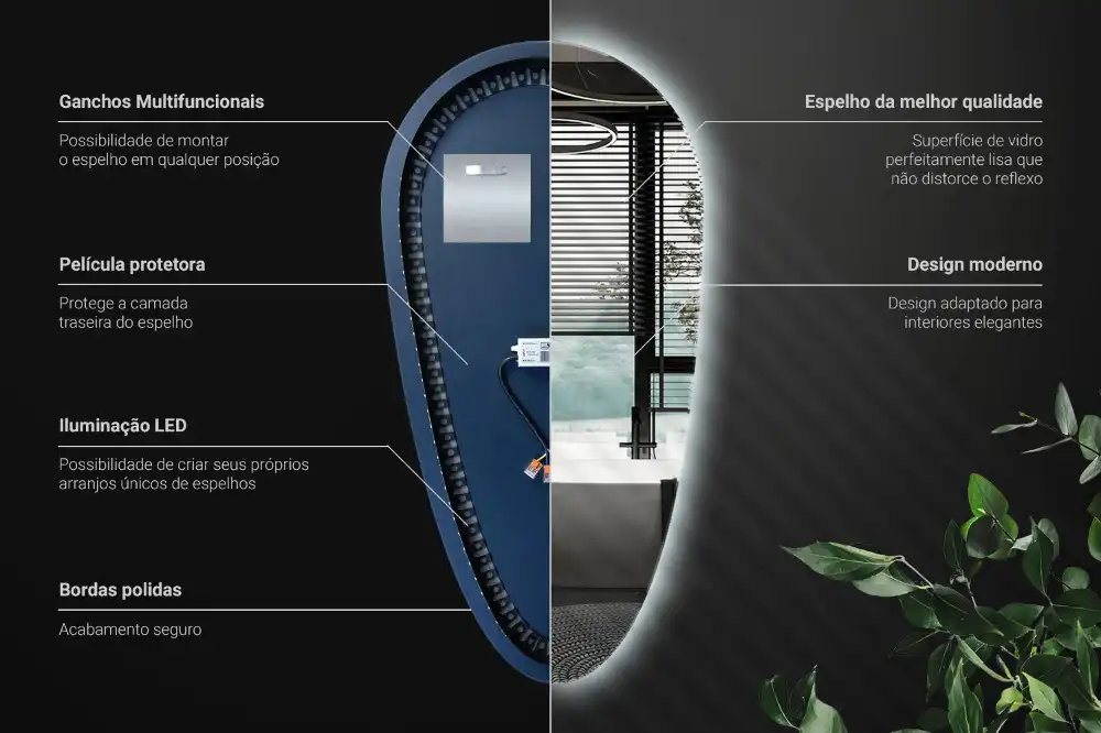 Led spegel droppformad