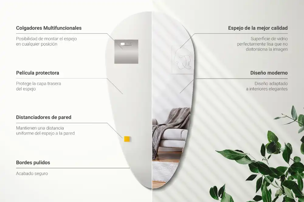 Oregelbunden spegel droppformad