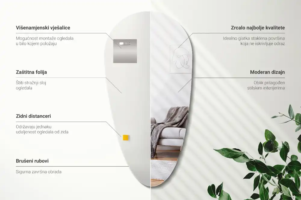 Oregelbunden spegel droppformad