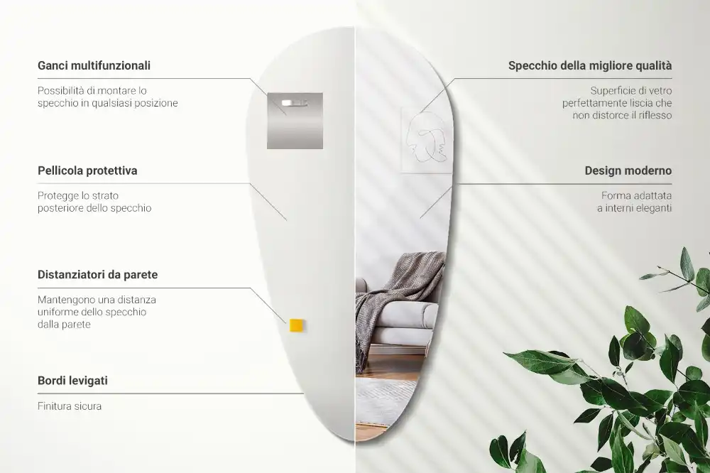 Oregelbunden spegel droppformad