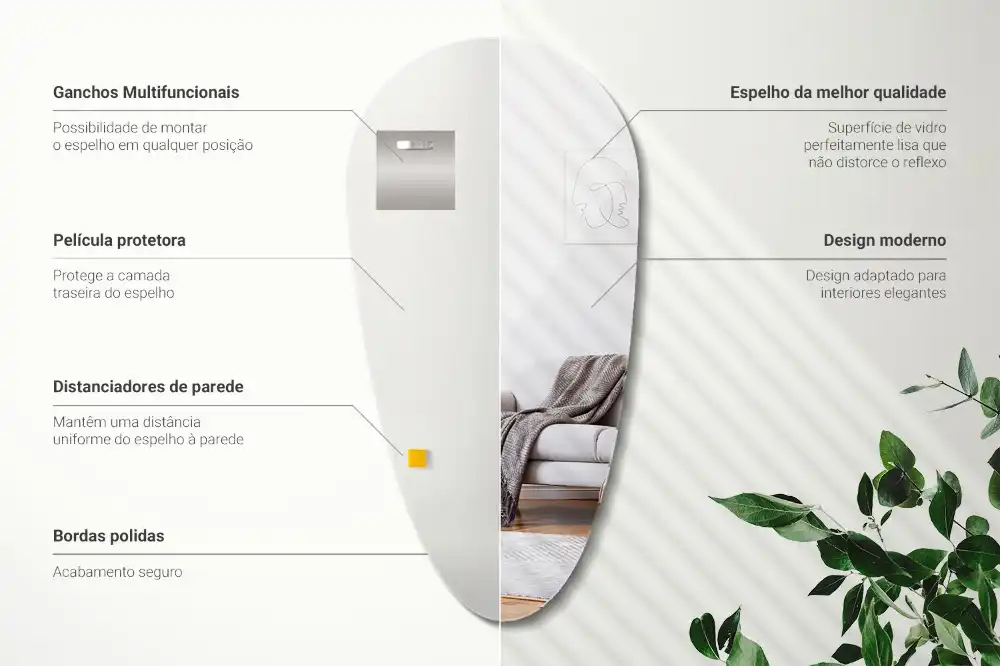 Oregelbunden spegel droppformad