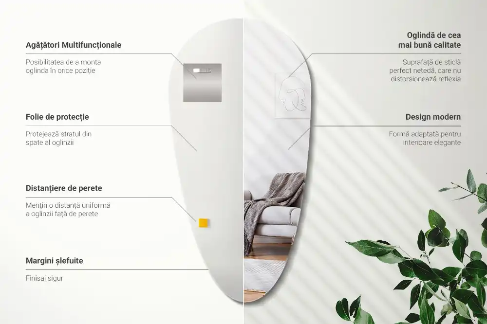 Oregelbunden spegel droppformad