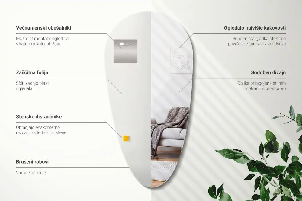 Oregelbunden spegel droppformad