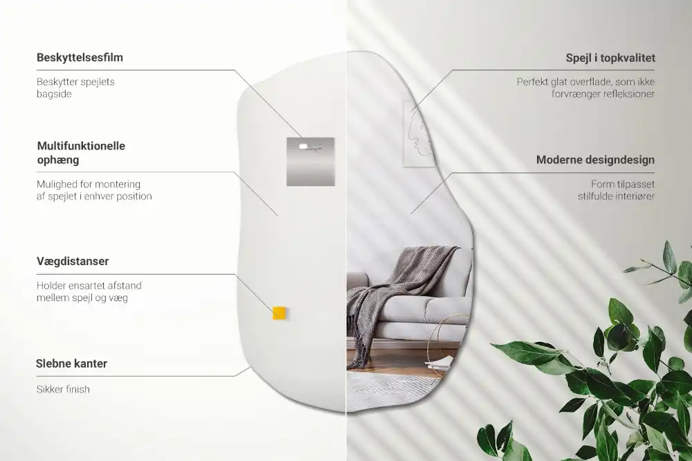 Oregelbunden spegel skulptural