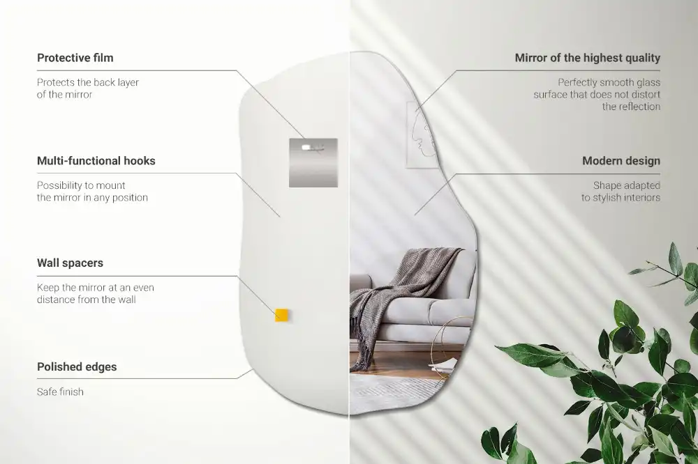 Oregelbunden spegel skulptural