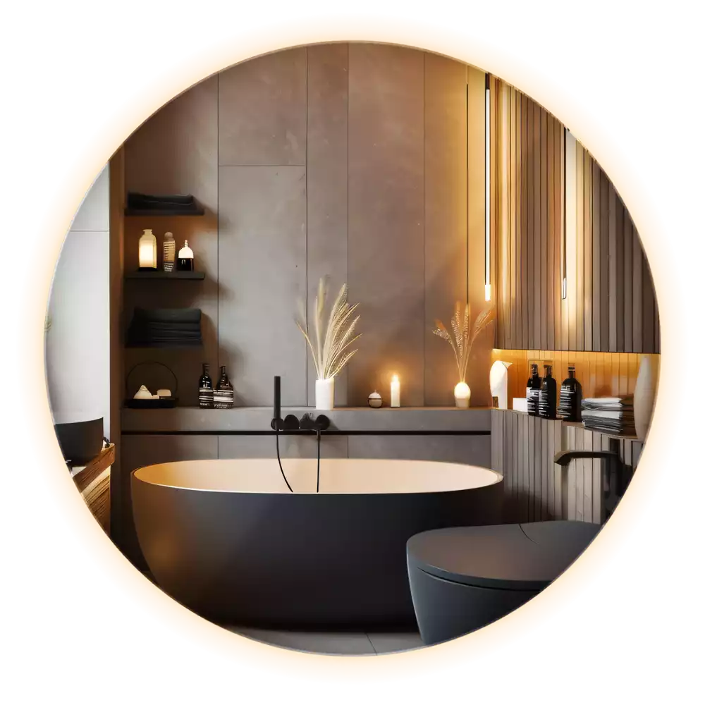 Rund spegel med belysning