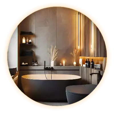 Rund spegel med belysning